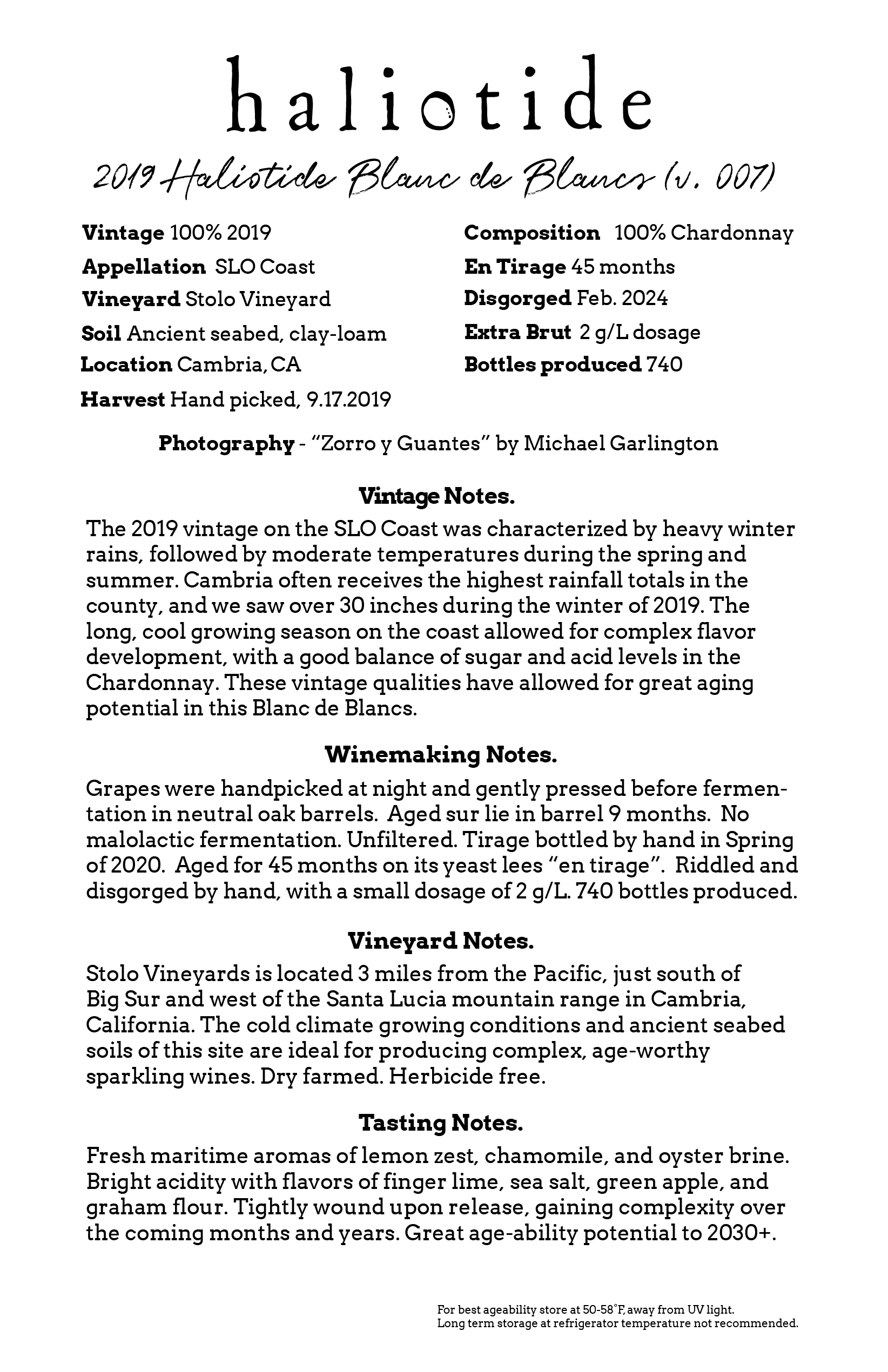 2019 Haliotide Blanc de Blancs Sparkling