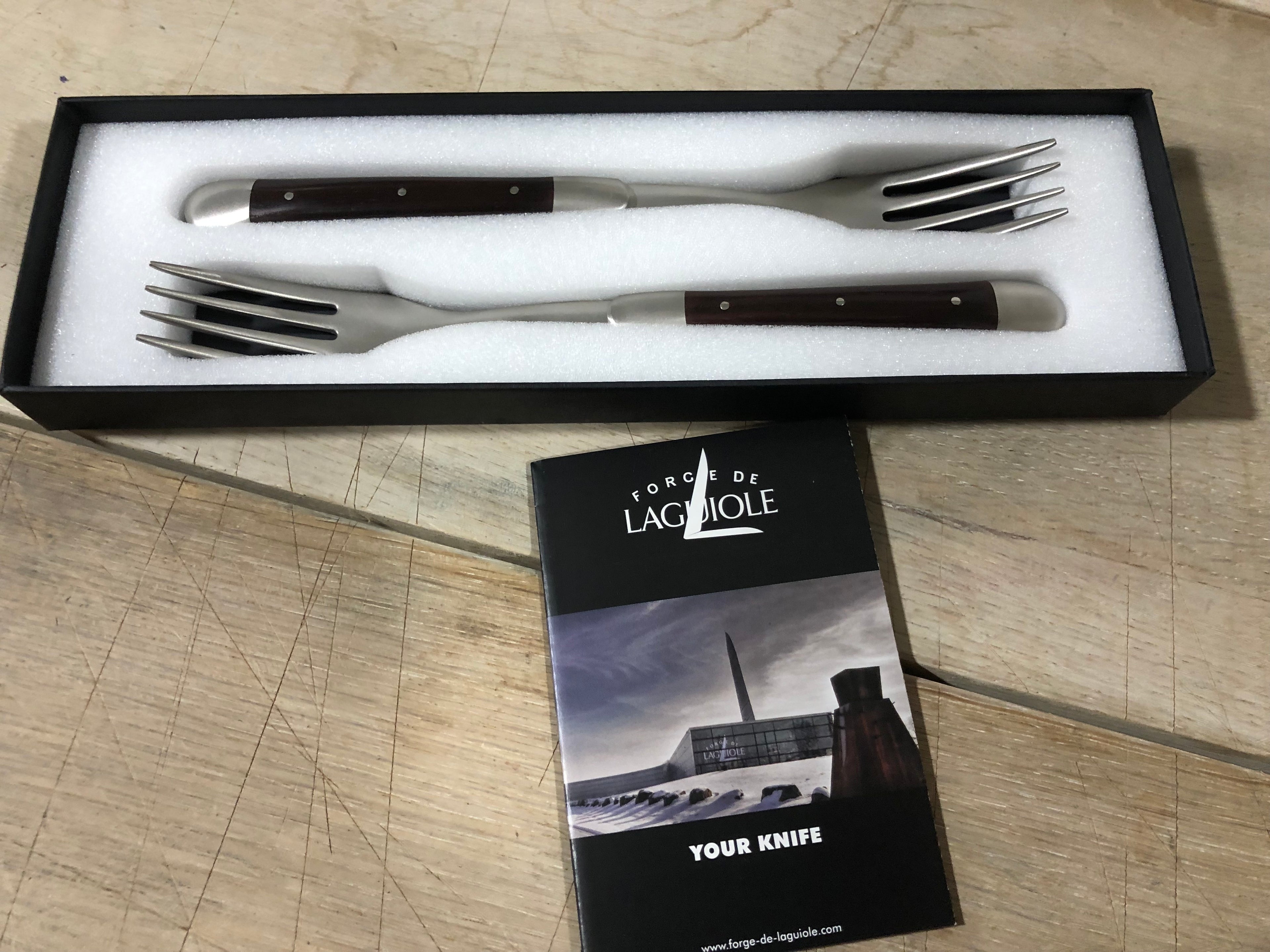 Forge de Laguiole, gaffelsæt med 2 styks i sort ibenholdt TILBUD